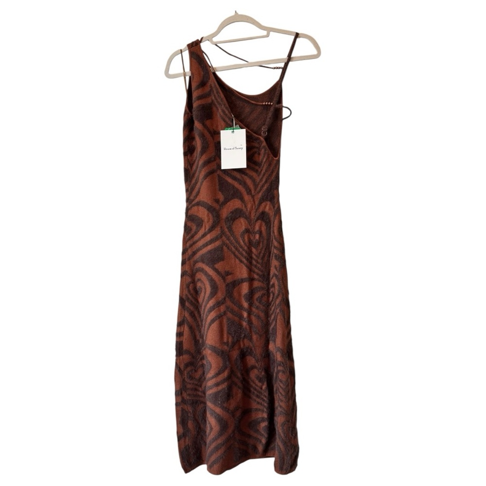 House of Sunny Shape Of My Heart Hockney Midi Dress in Chocolate, X-Small, NWT - Picture 9 of 11